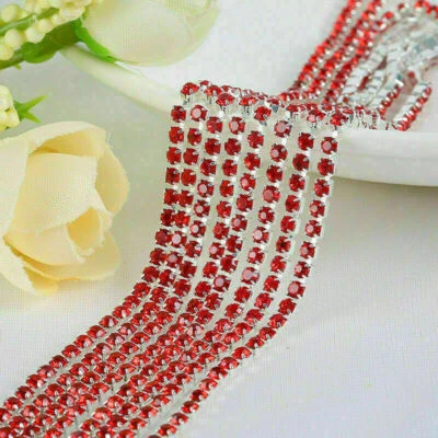 1m Crystal Rhinestone Chain String Trimming Diamante Stone Beads DIY Crafts uk - Image 1 of 4