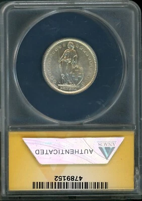 1964-B 1FR Silver Helvetia MS 63 # 4789152 + Bonus - Image 1 of 2