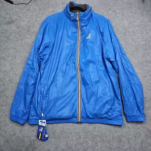 K-WAY Reversible Jacket Hidden Hood Blue Gray Warm Reversible XL Slm Fit - Picture 1 of 9