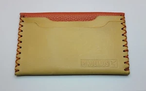 Unisex Pikolinos Yellow Orange Leather Credit Card Holder Wallet - Picture 1 of 4