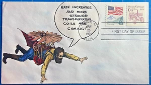U.S. #2451 4¢ Steam Carriage FDC / First Day Cover (Gary) Hudeck Cachet (1991) - Picture 1 of 2