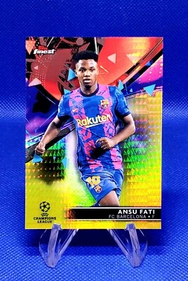 2021-22 Topps Finest UEFA Yellow Prism Refractor /250 Ansu Fati FC Barcelona #83 - Image 1 of 3