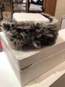 POTTERY BARN  FAUX FUR JEWELRY GRYOM ONE SIZE 6” X 6”  NWT - Picture 1 of 8