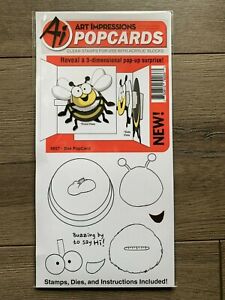 NEW ADORABLE Art Impressions Bee Popcard Clear Acrylic Stamp & Die Set  