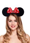 Adults Minnie Mouse Ears Disney Headband Red Black Bow Spotted Fancy Dress New