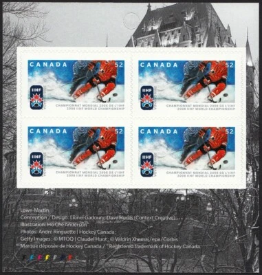 IIHF HOCKEY CHAMPIONSHIP, QUEBEC = Página de 4 sts de BK #2265ai MNH Canadá 2008 Foto 1 de 2
