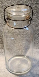 Vintage Double Safety Glass Jar With Glass Lid Canning Jar - Picture 1 of 5