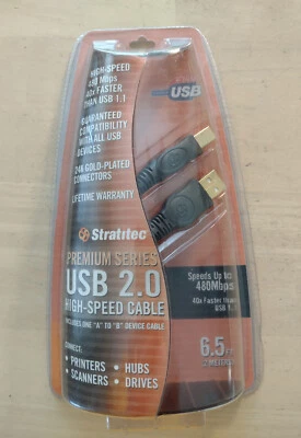 Stratitec Premium Series 6.5 Feet USB 2.0 24K Gold Connectors - High Speed - Image 1 of 2