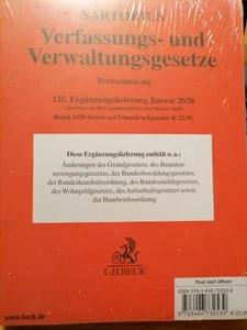 Sartorius Verfassungs- und Verwaltungsgesetze 125. Ergänzungslieferung, Jan.'20 - Bild 1 von 1