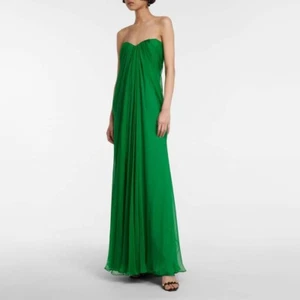 Alexander McQueen Green Strapless Chiffon Gown, size 46 (fits a size 8) - Picture 1 of 10