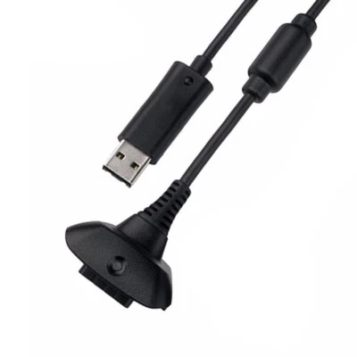 USB Charger Cable for Microsoft Xbox 360 Wireless Gamepad Controller 1.5m Black - Image 1 of 4
