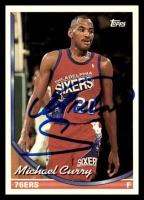 Michael Curry 1993-94 Topps #286 Philadelphia 76ers IP Auto RC Basketball Card - Image 1 of 2