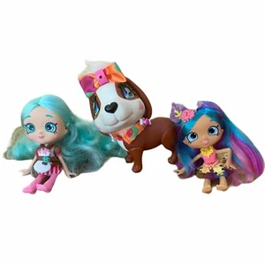 Lot of 2 Shopkins Shoppie Dolls And Dog - Picture 1 of 3