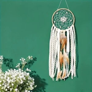 Dream Catcher Wall Decor Boho Chic Feather Macrame Home Decor - Picture 1 of 1