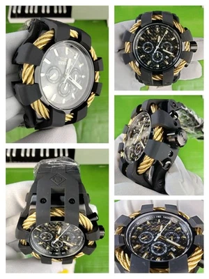 Reloj de cuarzo cronógrafo Invicta Bolt negro/dorado para hombre 2366 SS caja de silicona correa WR Foto 1 de 4