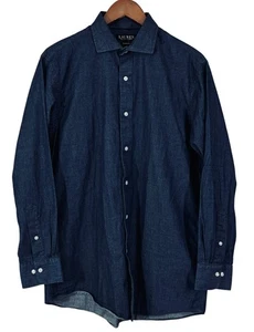Lauren Ralph Lauren Mens Slim Fit Denim Shirt Sz 15 Long Sleeve Dark Black Label - Picture 1 of 10