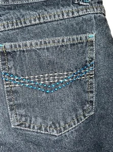 American Hawk Jean Shorts Jorts Black Denim Blue White Accents - Sz. 10 - Picture 1 of 7
