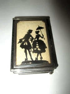VTG MINI 1930'S? VICTORIAN STYLE SILHOUETTE  CAMEO COMPACT MIRROR MAKEUP HOLDER - Picture 1 of 13