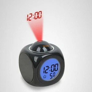 LCD Digitale Uhr Wecker Tischuhr Projektion USB Funkuhr Temperatur Funkwecker - Bild 1 von 9