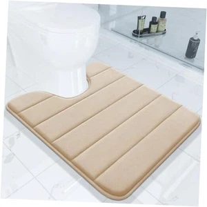 Memory Foam Toilet Rug U-Shaped 24x20, Ultra Soft and Absorbent Bathroom Beige - Picture 1 of 7