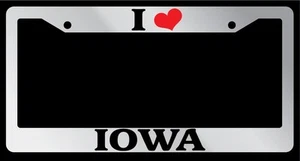 Chrome License Plate Frame "I Heart Iowa" Auto Accessory 1482 - Picture 1 of 1