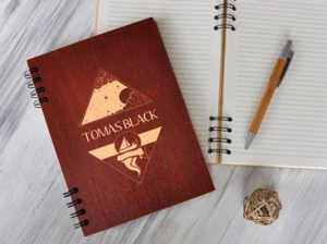 Personalized Journal Coworker Gift Ideas Wooden Cover Notebook A5/A6 Sketchbook - Picture 1 of 13