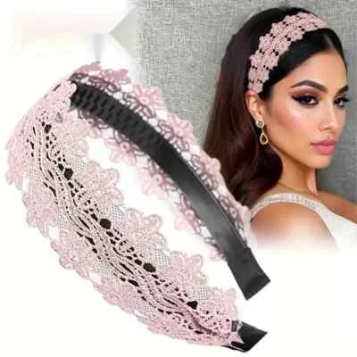 Faixa de cabeça rosa de renda – delicada e feminina ✨ FRETE GRÁTIS - Imagem 1 de 3