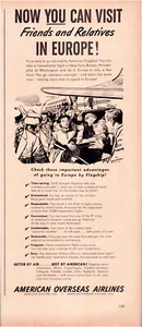 Print Ad American Overseas Airlines 1948 Half-Page Magazine 5"'x12" - Picture 1 of 1