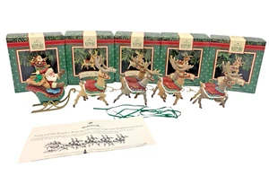 Hallmark Santa Claus and His Reindeer Collection 1992 Set of 5 Ornaments Vintage - Picture 1 of 6