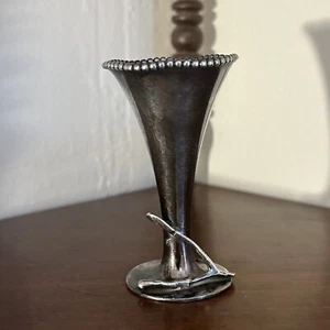 Vintage Fair Point Cordial shot glass with quadruple silver Plate wishbone (Rare - Picture 1 of 8