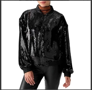 Sanctuary Womens Sloan Sequined Lightweight Bomber Jacket Coat BHFO 7179 Medium - Picture 1 of 12