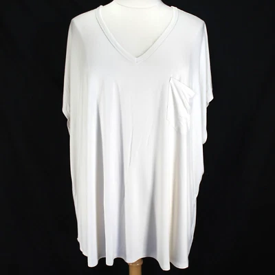 Camiseta de punto Lane Bryant para mujer talla 38/40 marfil manga gorra cuello en V rayón bolsillo Foto 1 de 4