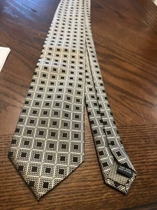 Giorgio Brutini Callezione Men’s Neckwear Tie Silver And Blue/Black Squares - Picture 1 of 8