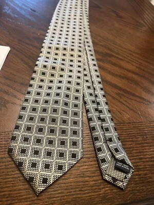 Corbata para hombre Giorgio Brutini Callezione plateada y azul/negro cuadrados Foto 1 de 4