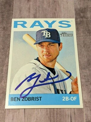 Ben Zobrist Signed 2013 Topps Heritage Card #36 COA Tampa Bay Rays Cubs Royals - Image 1 of 2