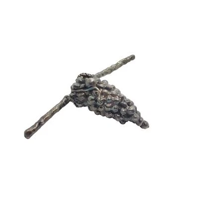 Grappolo d'uva vintage argento sterling 925 scultura vino grande figura 3D - Immagine 1 di 4