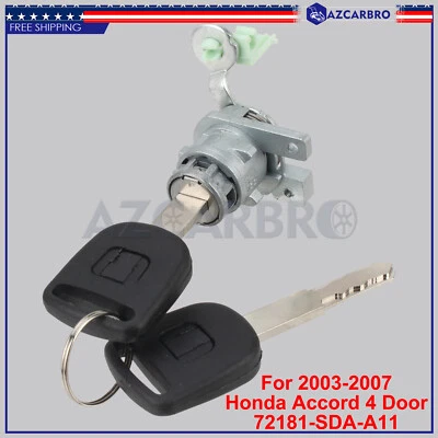 Cilindro de bloqueo de puerta lado conductor izquierdo con 2 llaves para Honda Accord 2003 04 05 06 07 Foto 1 de 4