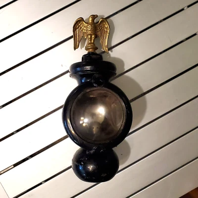 Antique 20s Ford Model T car kerosene lantern Eagle topper has a wick red lens - Image 1 of 4