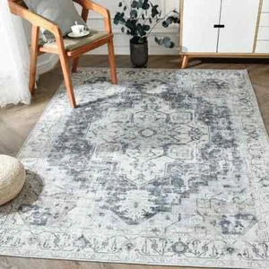 TOPICK Tappeto Area 270x365cm Lavabile in Lavatrice Interno Tappeto Extra Large Grigio Multi UK - Foto 1 di 5