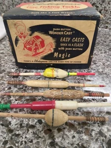 Vintage Fishing Bobbers from "The Artist" and Reel Box Top (See description) - Picture 1 of 6