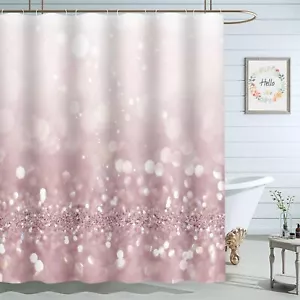 Pink Sparkle Shower Curtain 72x72 Inch Rose Gold Glitter Shine Bathroom Curta... - Picture 1 of 7