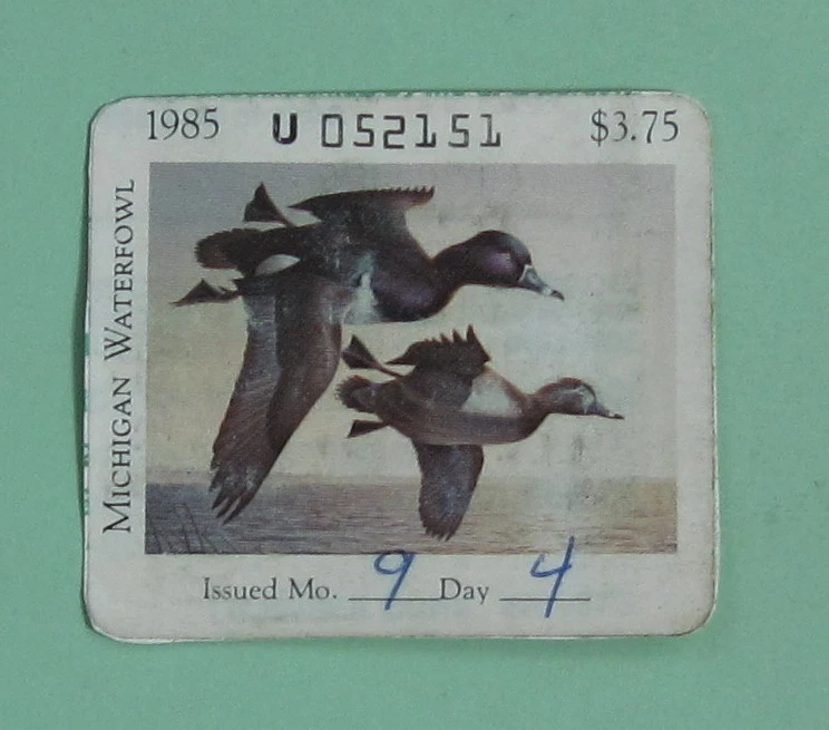 1985 Michigan DNR Resident Waterfowl Duck Hunting License Stamp...Free Shipping! - Image 1 of 1