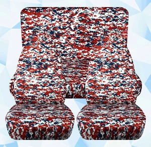 Full set Front+Rear seat covers digital camouflage red white blue Jeep wrangler - Bild 1 von 2