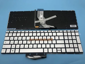 NEW For HP Pavilion 15-br000 15-br100 AZERTY French Keyboard Silver Backlit - Picture 1 of 2