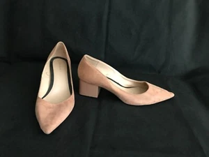 ZARA Damen Pumps Blush Wildleder Lackleder Blockabsatz US 10 Top Zustand - Bild 1 von 8