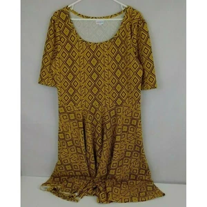 NWT LuLaRoe Gold & Brown Textured Dress Diamonds Design Size 2XL - Picture 1 of 4