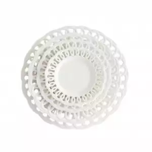 WHITE LATTICE CHARGER PLATE SET OF 4 WEDDING EVENT VENUE TABLE DINING DECOR - Foto 1 di 3