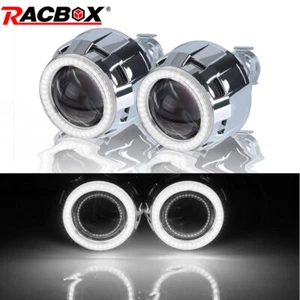 LHD 2.5" White LED Angel Eyes Halo Bi-Xenon HID Projector Lens Hi-Lo Headlight - Picture 1 of 10