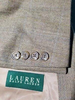 48L Ralph Lauren Brown Herringbone Check Wool Tweed Blazer Sport Coat jacket - Image 1 of 4