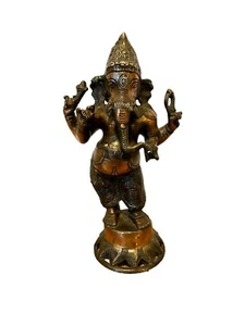 Vintage Copper Nickel Lord Ganesh Ganesha Elephant God Statue 12”  - Picture 1 of 6
